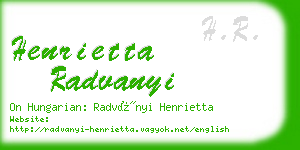 henrietta radvanyi business card